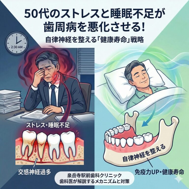 50代のストレスと睡眠不足が歯周病を悪化させる！自律神経を整える「健康寿命」戦略