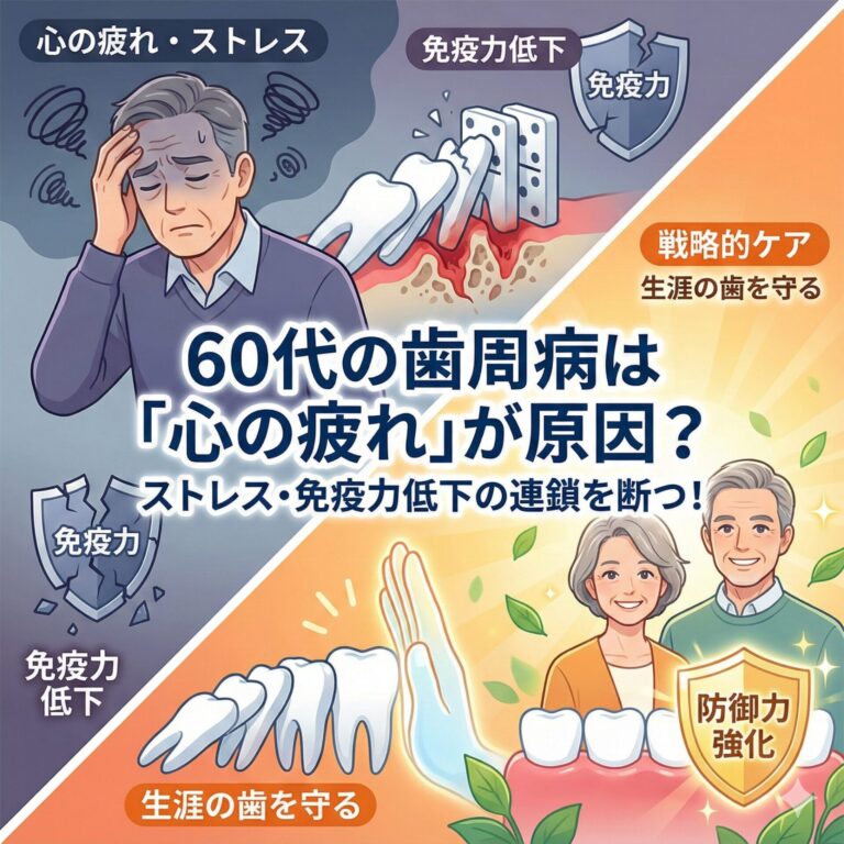 60代の歯周病は「心の疲れ」が原因？ストレス・免疫力低下から歯を失う生活習慣を断ち切る