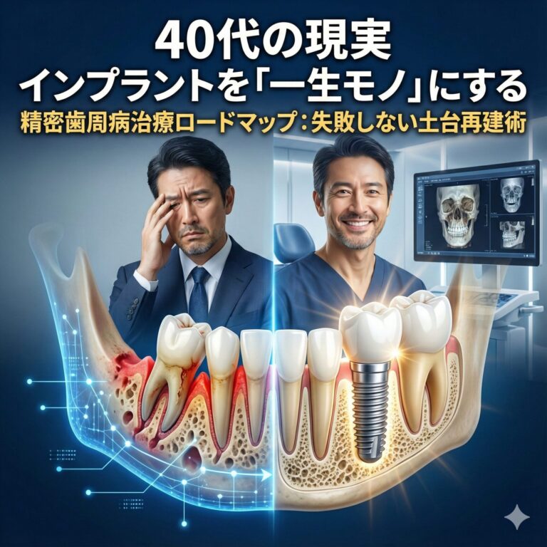 【40代の現実】インプラントを「一生モノ」にするための精密歯周病治療ロードマップ：失敗しない土台再建術