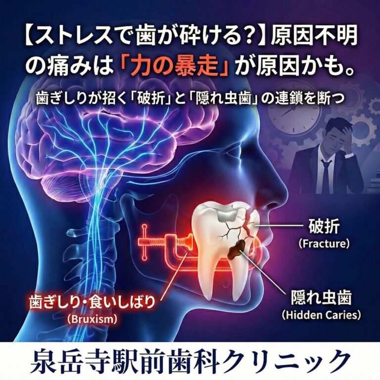 【ストレスで歯が砕ける？】原因不明の痛みは「力の暴走」が原因かも。歯ぎしりが招く「破折」と「隠れ虫歯」の連鎖を断つ