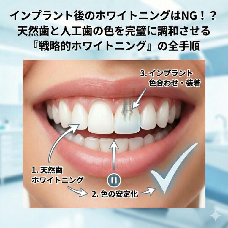インプラント後のホワイトニングはNG！？天然歯と人工歯の色を完璧に調和させる「戦略的ホワイトニング」の全手順