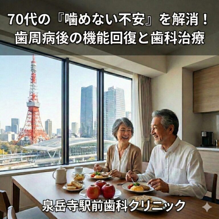【東京・港区】70代の「噛めない不安」を解消！歯周病後の機能回復トレーニングと高輪ゲートウェイ駅近くでの歯科治療