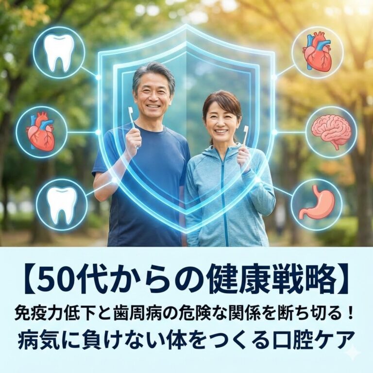 【50代からの健康戦略】完全ガイド：免疫力低下と歯周病の危険な関係を断ち切る！病気に負けない体をつくる口腔ケア