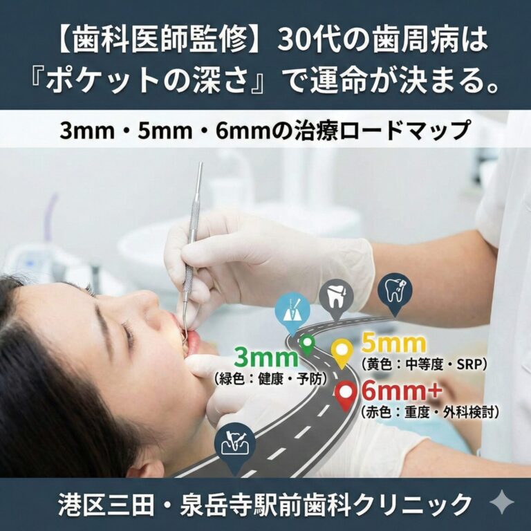 【歯科医師監修】30代の歯周病は「ポケットの深さ」で運命が決まる。3mm・5mm・6mmの治療ロードマップ