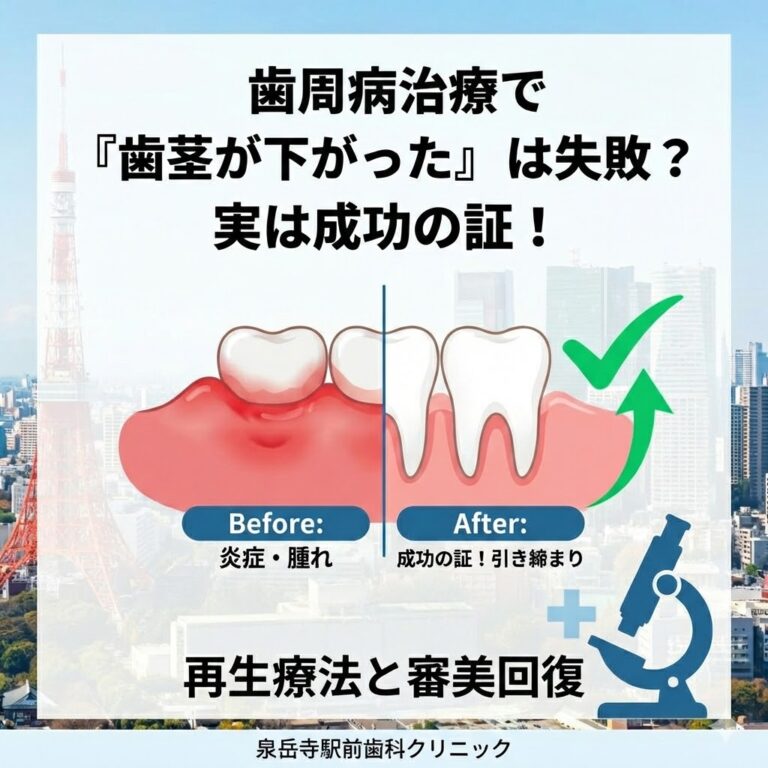 【東京・港区】歯周病治療で「歯茎が下がった」は失敗？実は成功の証！再生療法と審美回復