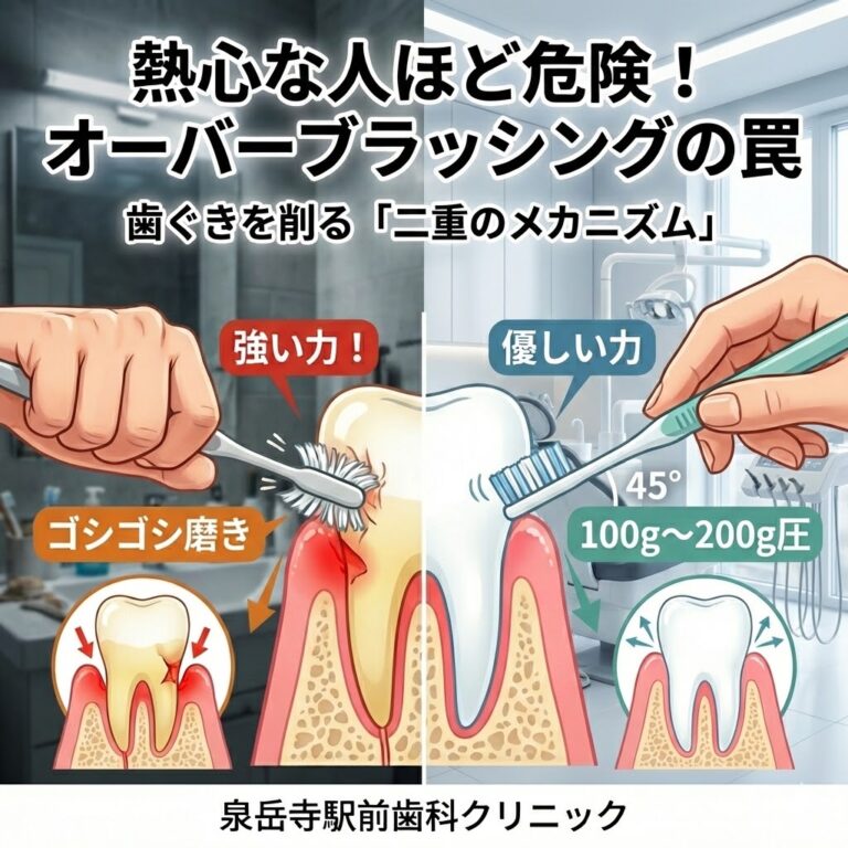 【港区・高輪ゲートウェイの予防歯科が解説】熱心な人ほど危険！オーバーブラッシングが歯ぐきを削る「二重のメカニズム」