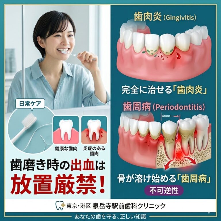 東京・港区で働く20代の「歯磨き時の出血」は放置厳禁！歯肉炎と歯周病の決定的な違い