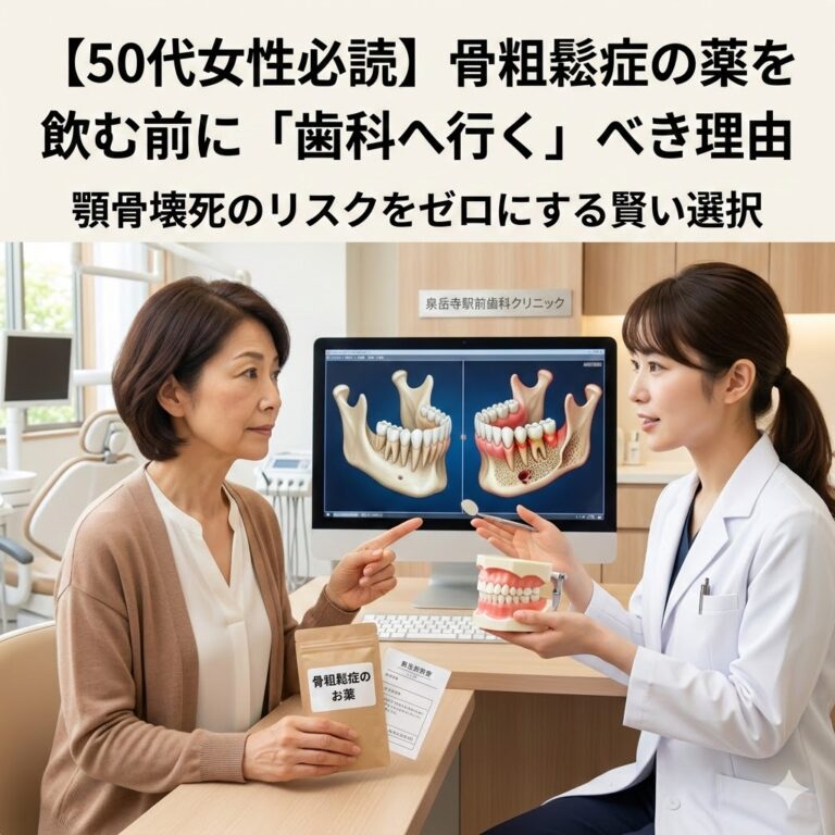 【50代女性必読】骨粗鬆症の薬を飲む前に「歯科へ行く」べき決定的な理由：顎骨壊死のリスクをゼロにする賢い選択
