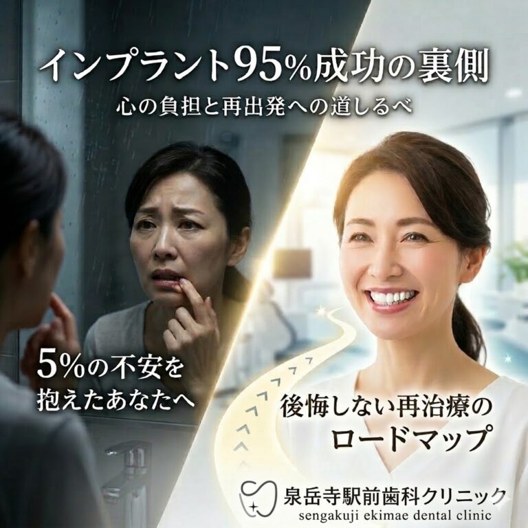 インプラント95%成功の裏側：5%が経験する失敗の心の負担と後悔しない再治療へのロードマップ