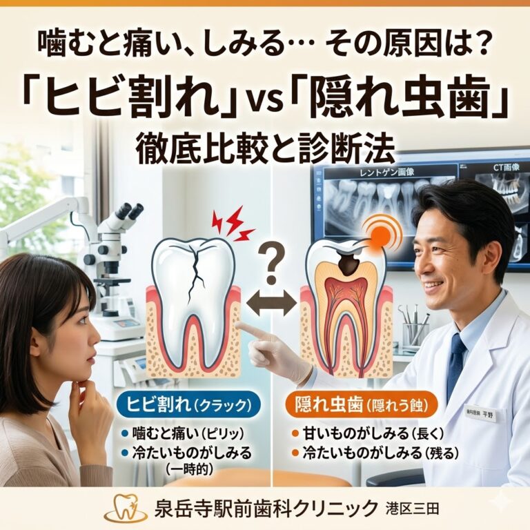 噛むと痛い、冷たいものがしみる…その歯の痛み、ヒビ割れ？それとも隠れ虫歯？徹底比較と診断法