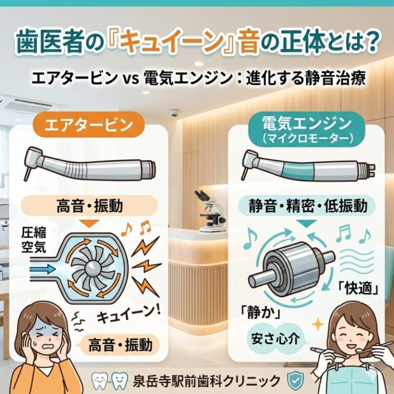 歯医者の「キュイーン」音の正体とは？エアタービンと電気エンジンの違いと進化する静音治療