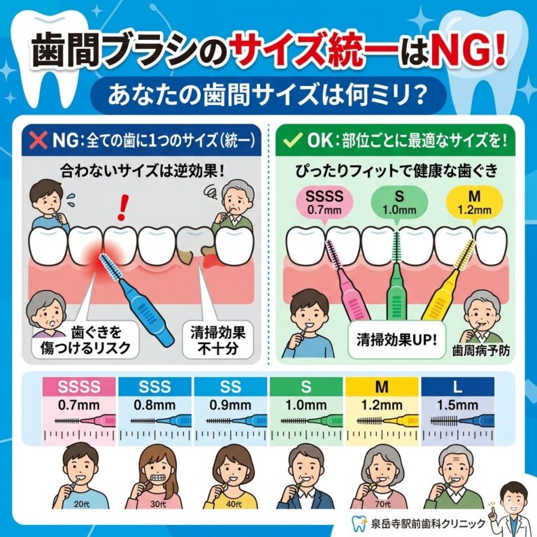 歯間ブラシのサイズ統一はNG！あなたの歯間サイズは何ミリ？歯科医が教える失敗しない選び方と測り方