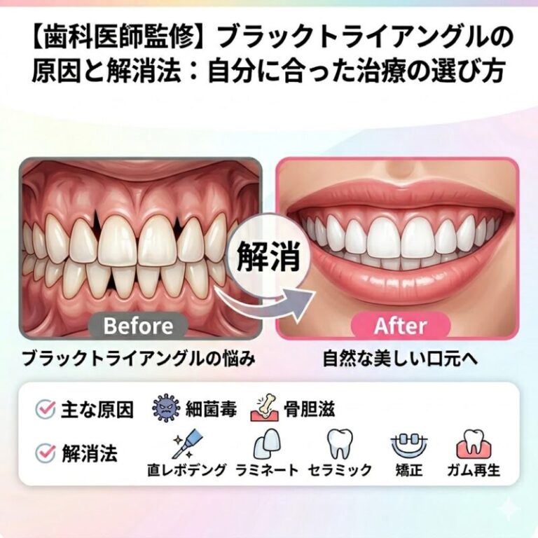 【歯科医師監修】ブラックトライアングルの原因と解消法：自分に合った治療の選び方