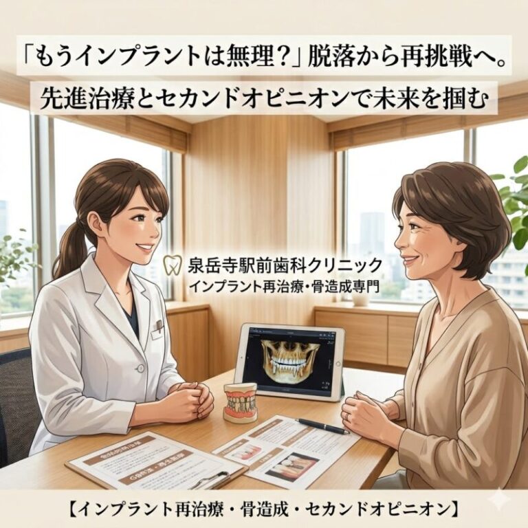 「もうインプラントは無理？」脱落から再挑戦へ！先進治療とセカンドオピニオンで未来を掴む